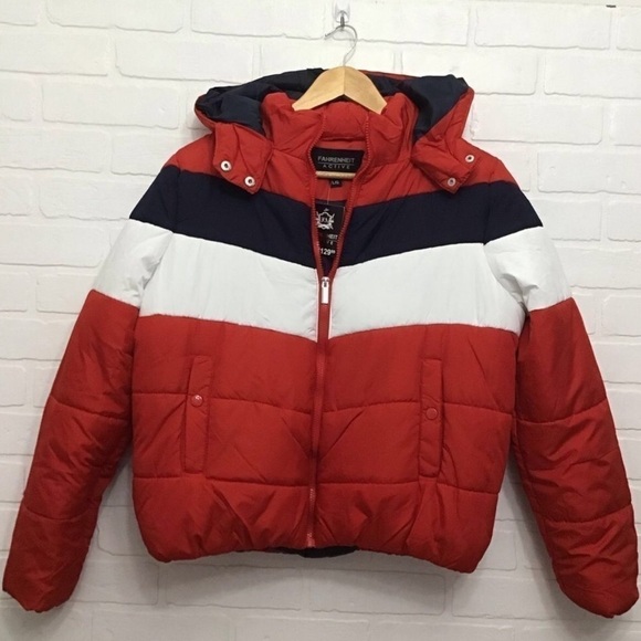 FAHRENHEIT active puffer winter coat jacket in Large red white blue - Picture 14 of 16